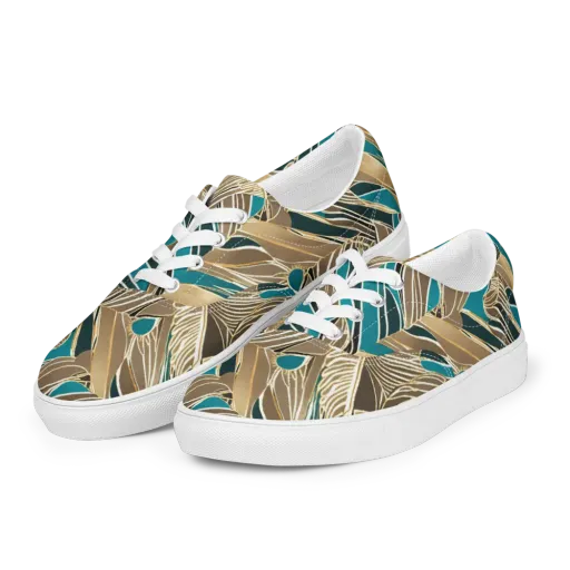 Gilded Frond on a Men's Lace-Up Canvas Shoes