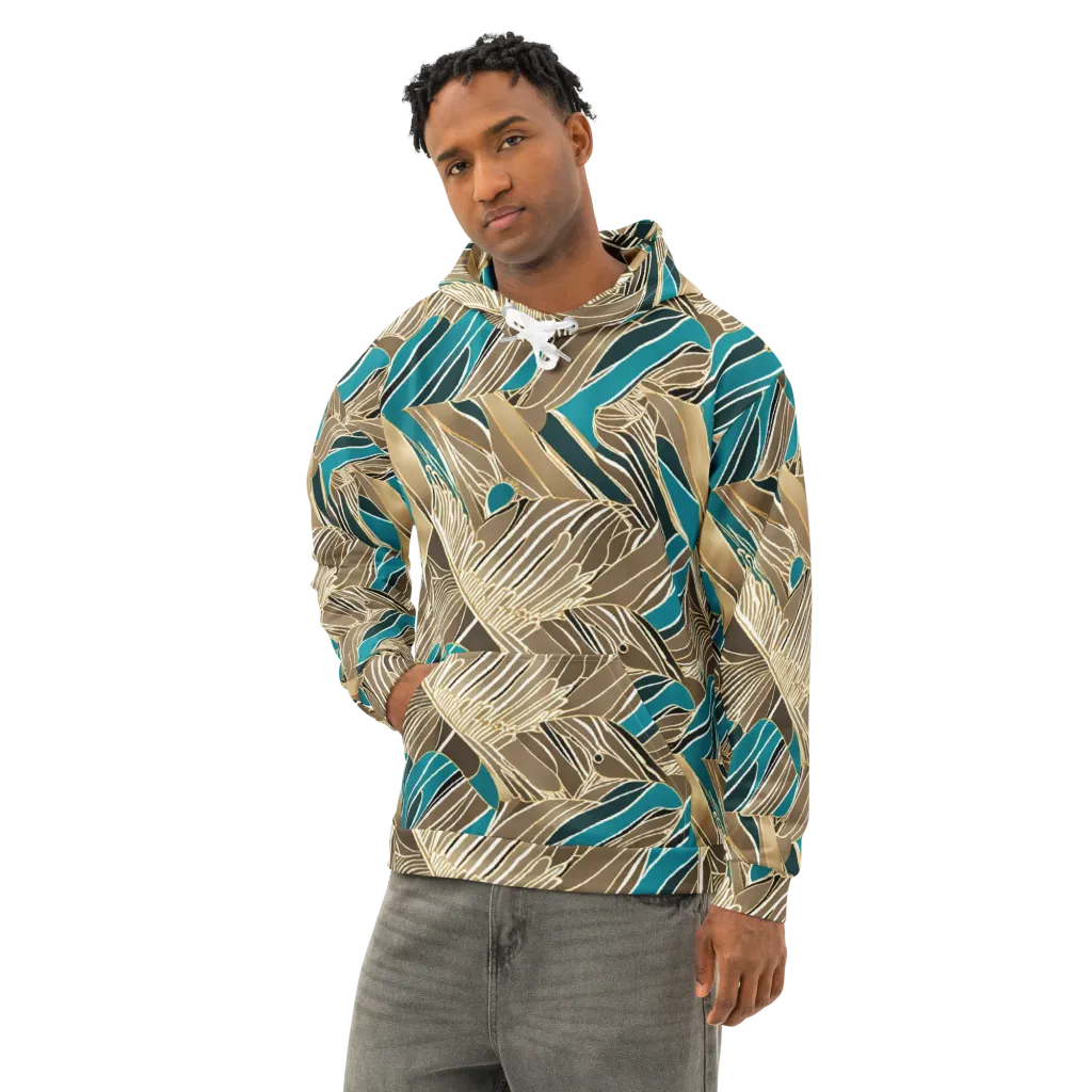 Gilded Frond on Cotton Hoodie — Left Front