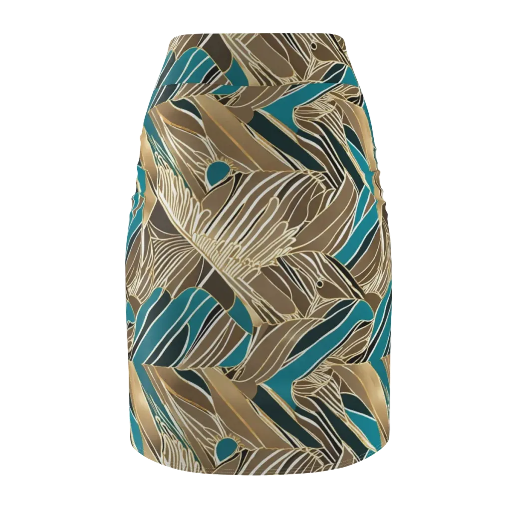 Gilded Frond on Pencil Skirt — Back