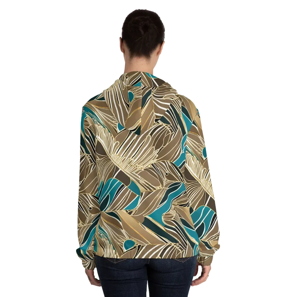 Gilded Frond on Women's Full-Zip Hoodie — Back On Person