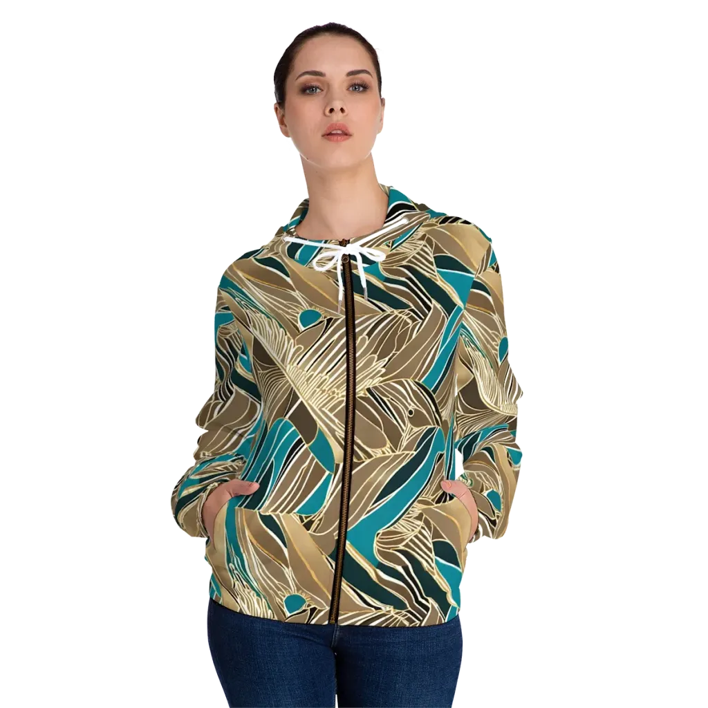 Gilded Frond on Women's Full-Zip Hoodie — Front On Person