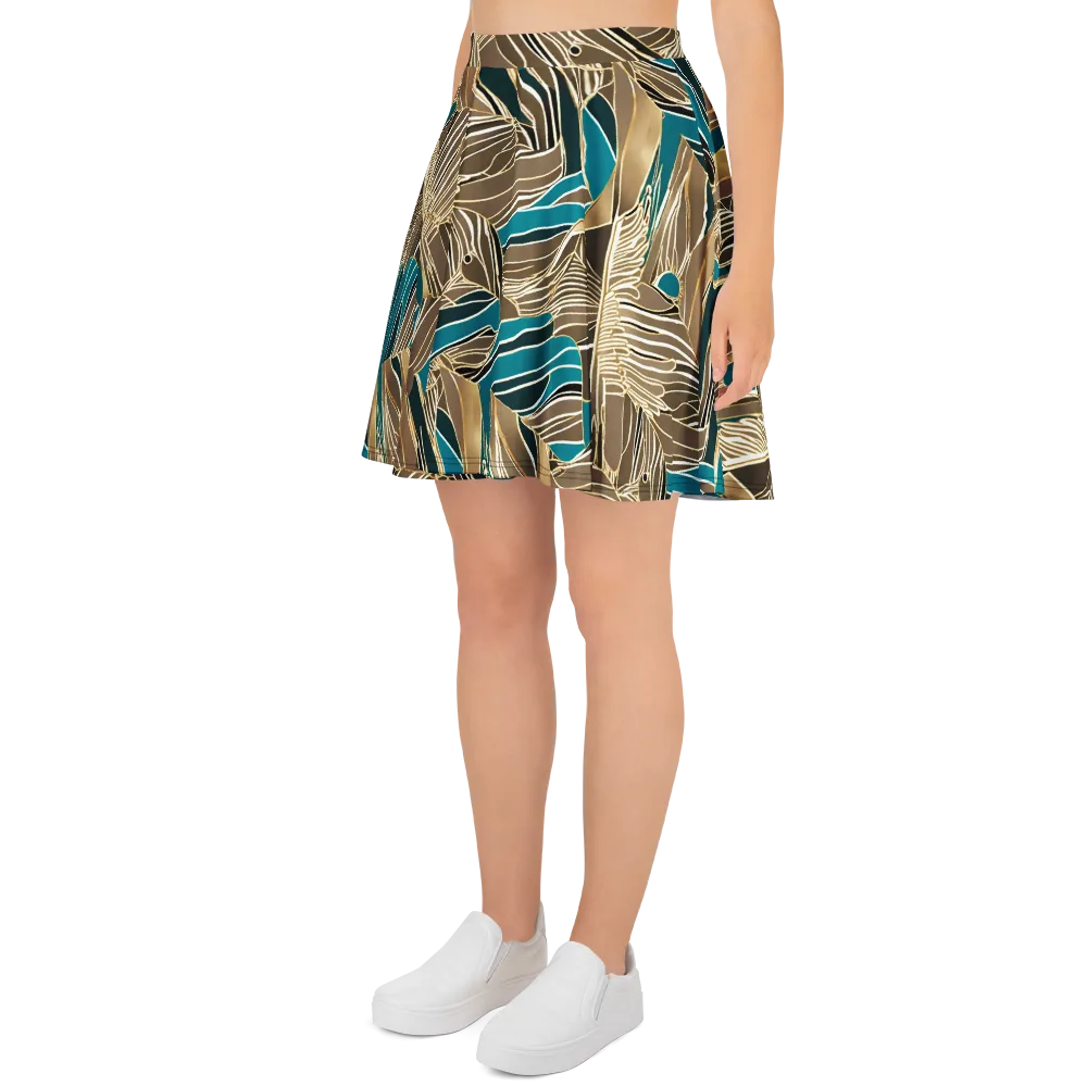 Gilded Frond on Skater Skirt — Left