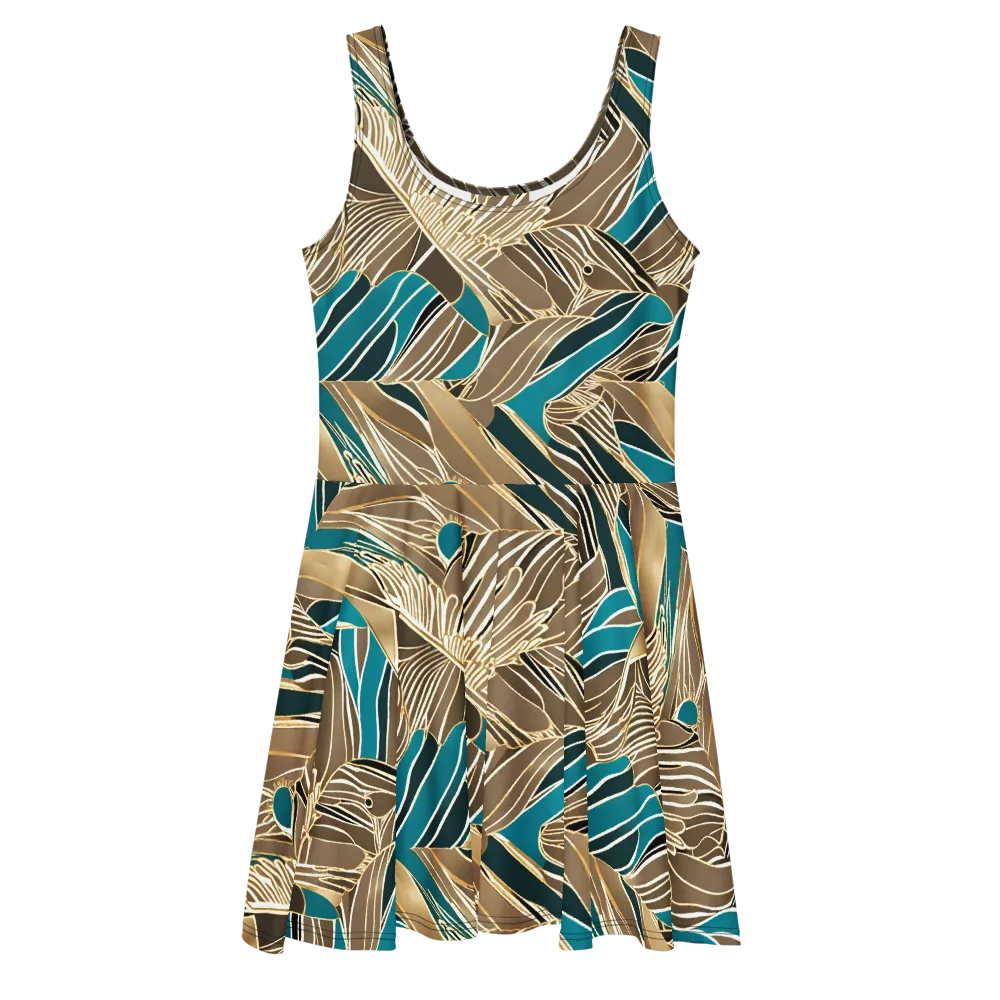 Gilded Frond on Skater Dress — Front