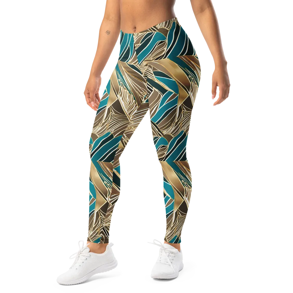 Gilded Frond on Leggings — Left Front