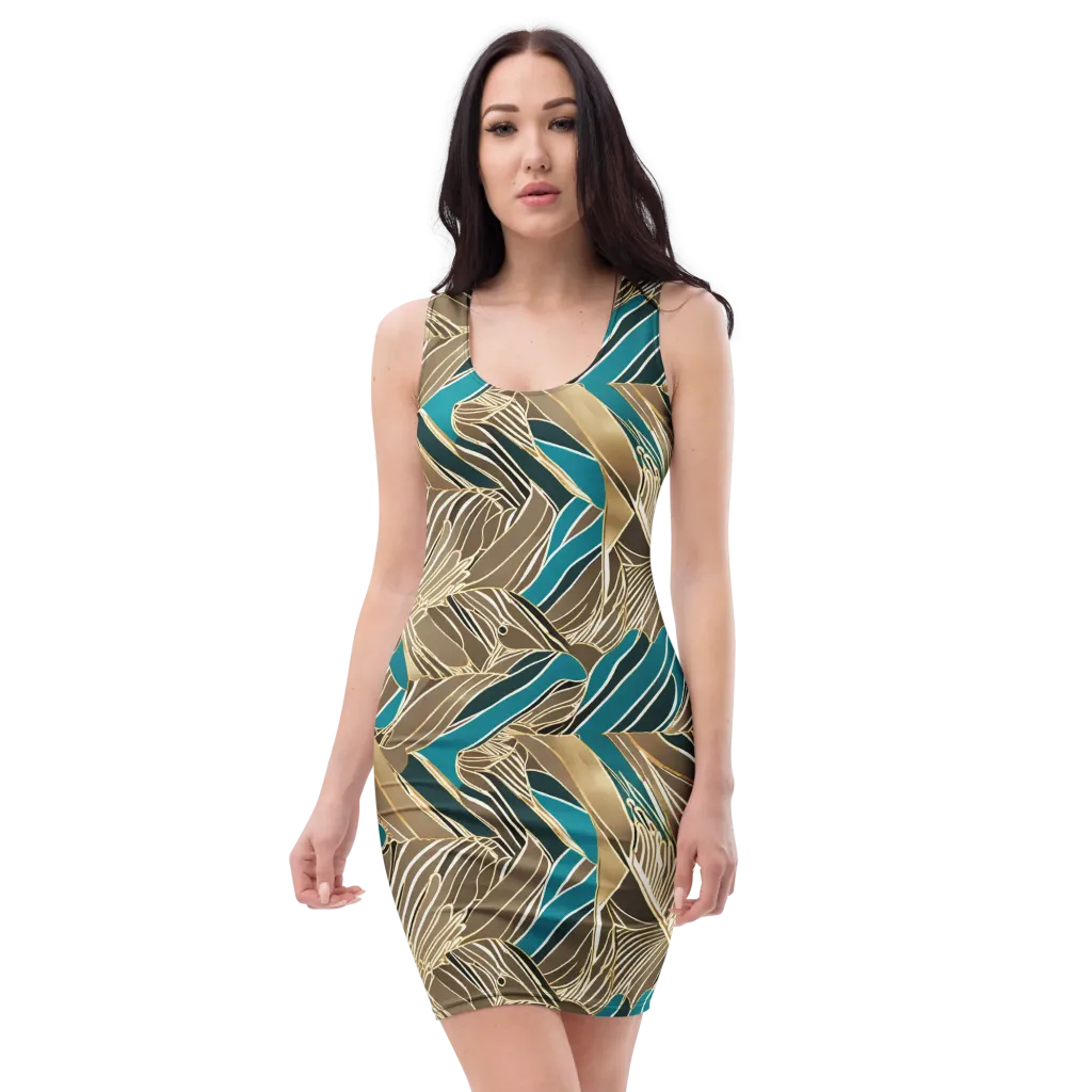 Gilded Frond on Bodycon Dress — Front