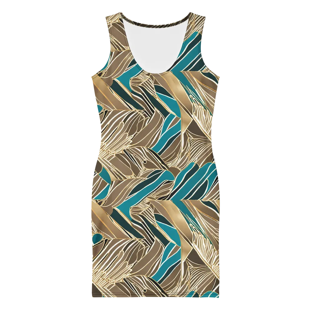 Gilded Frond on Bodycon Dress — Front