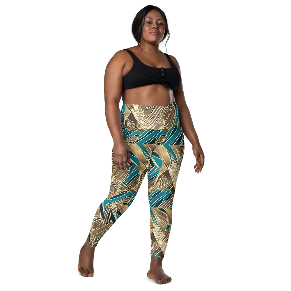 Gilded Frond on Leggings with Pockets — Front