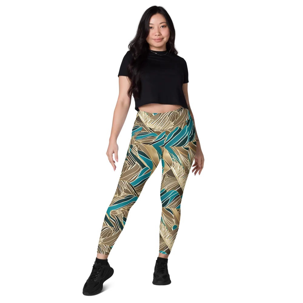 Gilded Frond on Leggings with Pockets — Front