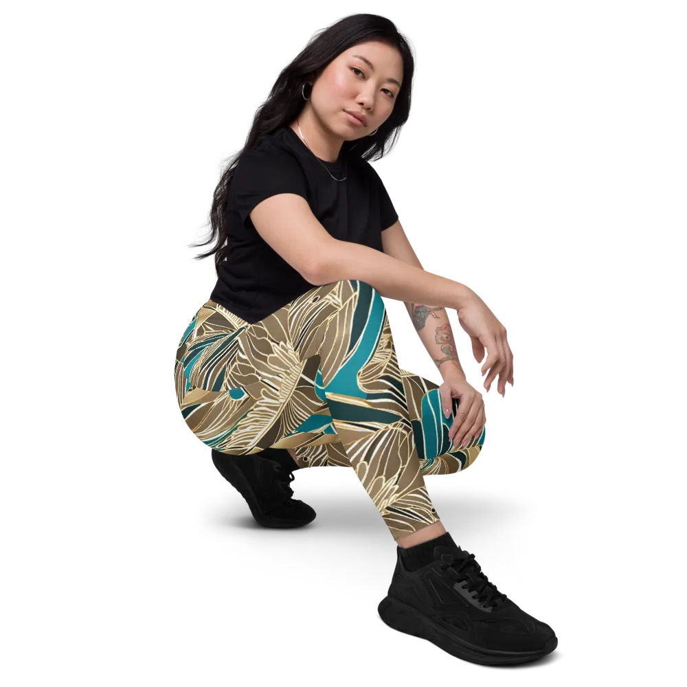 Gilded Frond on Leggings with Pockets — Right Front