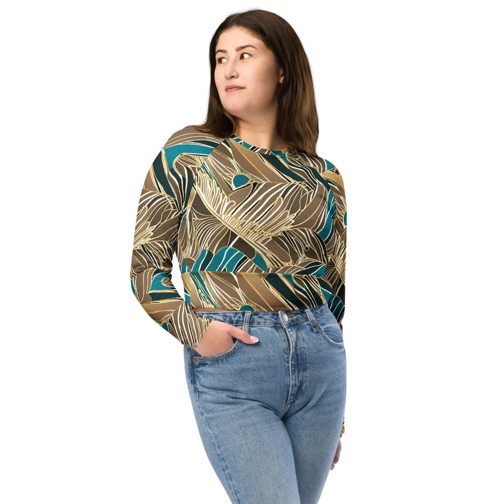 Gilded Frond on Long Sleeve Crop Top — Front