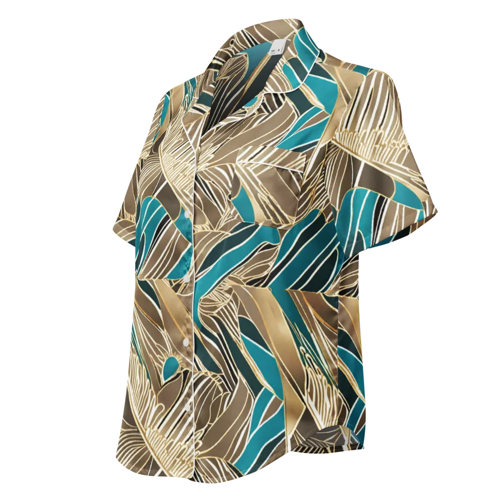 Gilded Frond on Women's Short Sleeve Pajama Top — Left Front