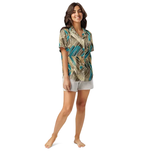 Gilded Frond on a Women's Short Sleeve Pajama Top