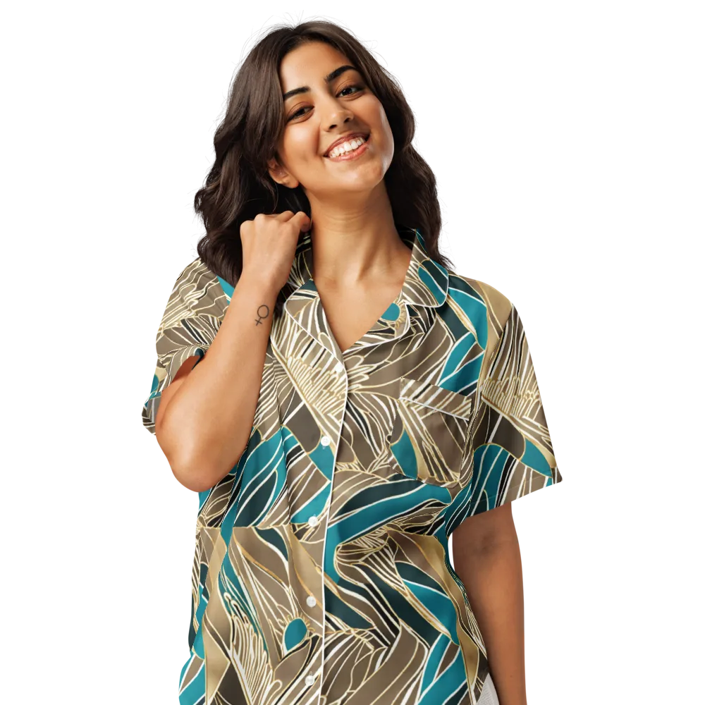 Gilded Frond on Women's Short Sleeve Pajama Top — Front