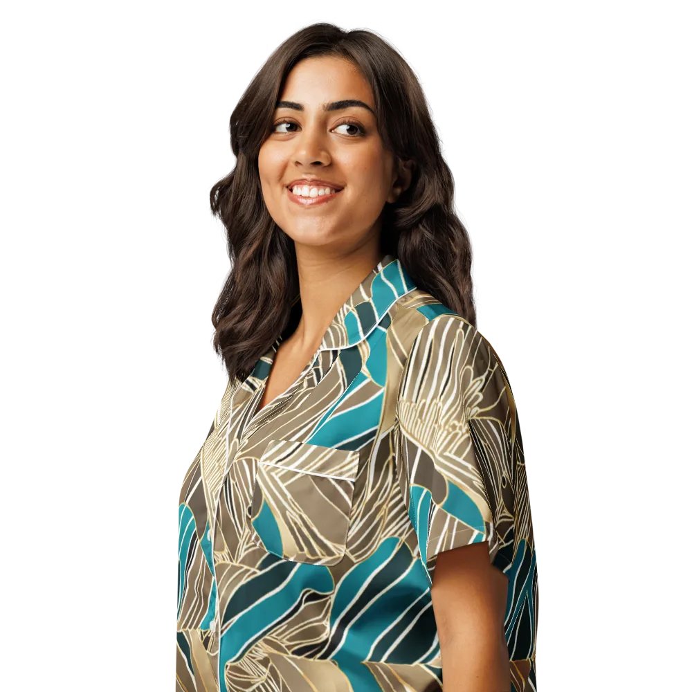 Gilded Frond on Women's Short Sleeve Pajama Top — Left Front