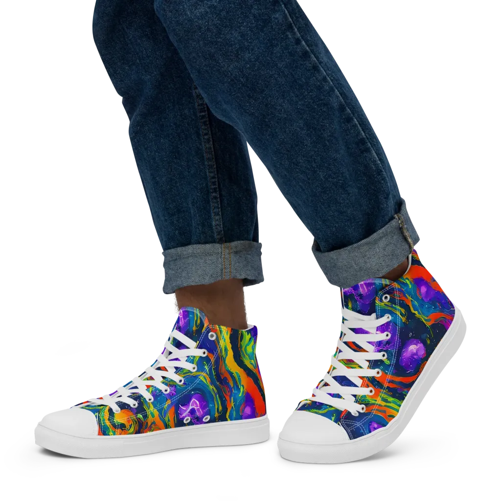 Infinite Color on Men's High Top Canvas Shoes — Left