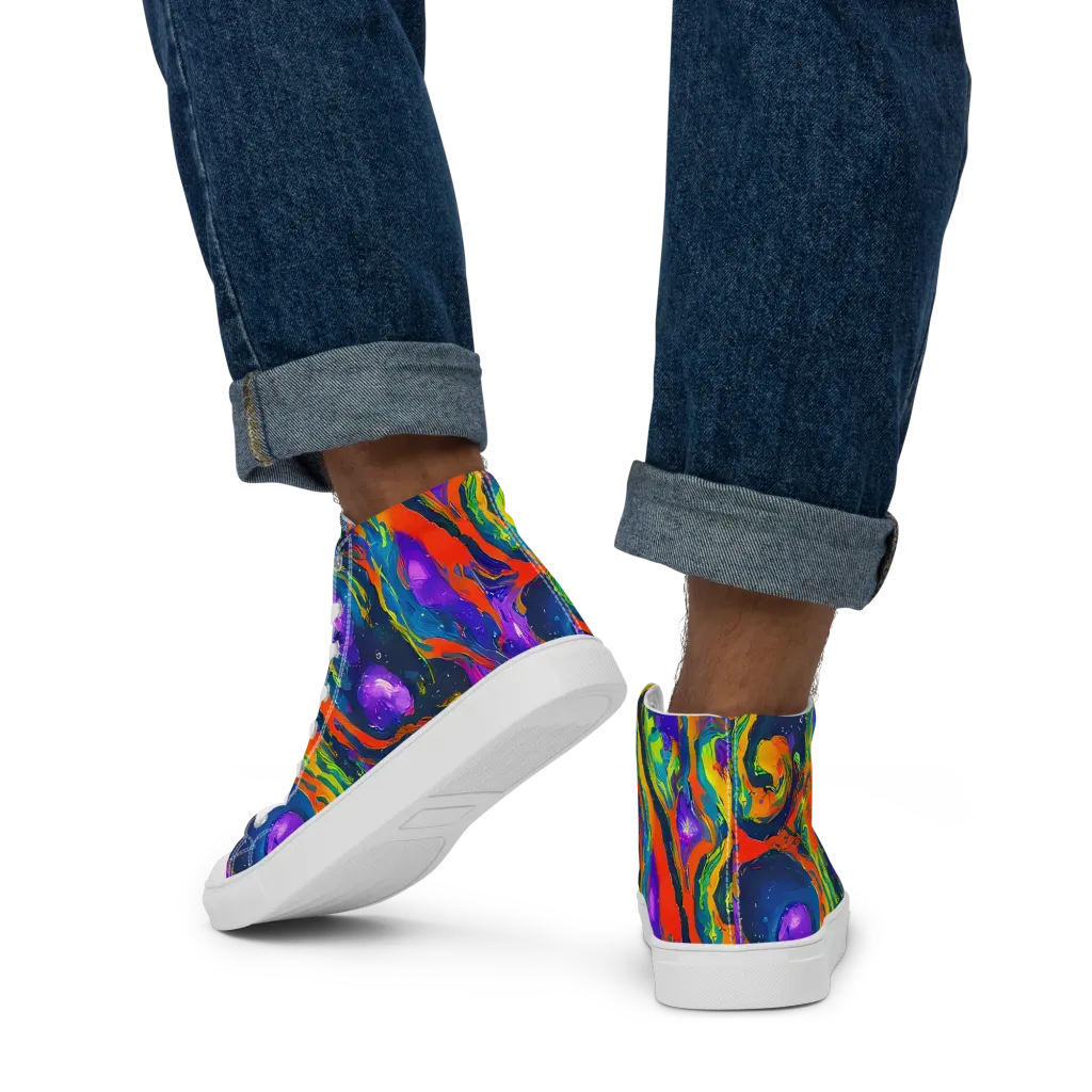 Infinite Color on Men's High Top Canvas Shoes — Back