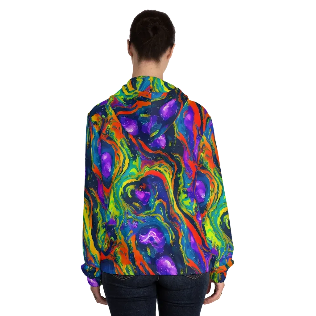 Infinite Color on Women's Full-Zip Hoodie — Back On Person