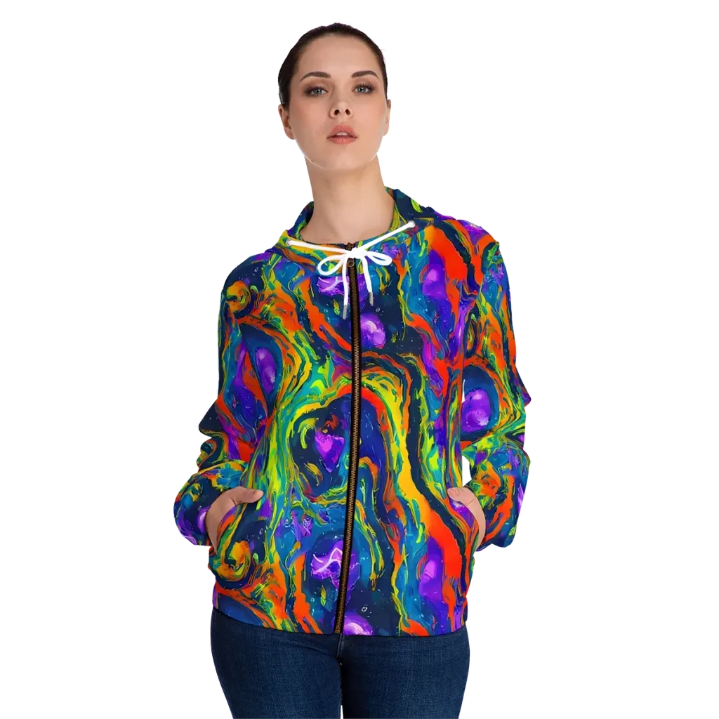 Infinite Color on Women's Full-Zip Hoodie — Front On Person