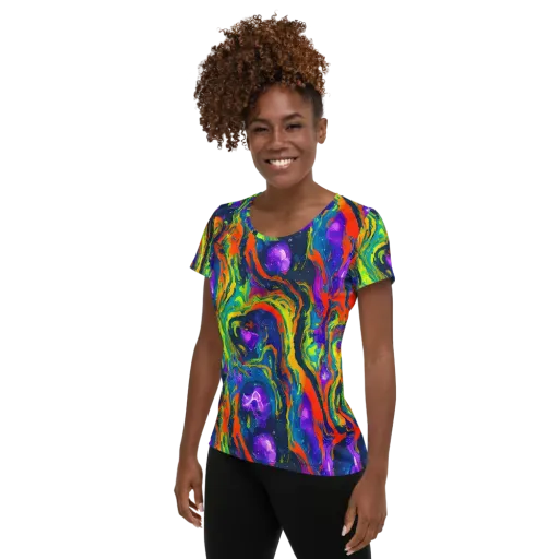 Infinite Color on a Women's Athletic T-Shirt