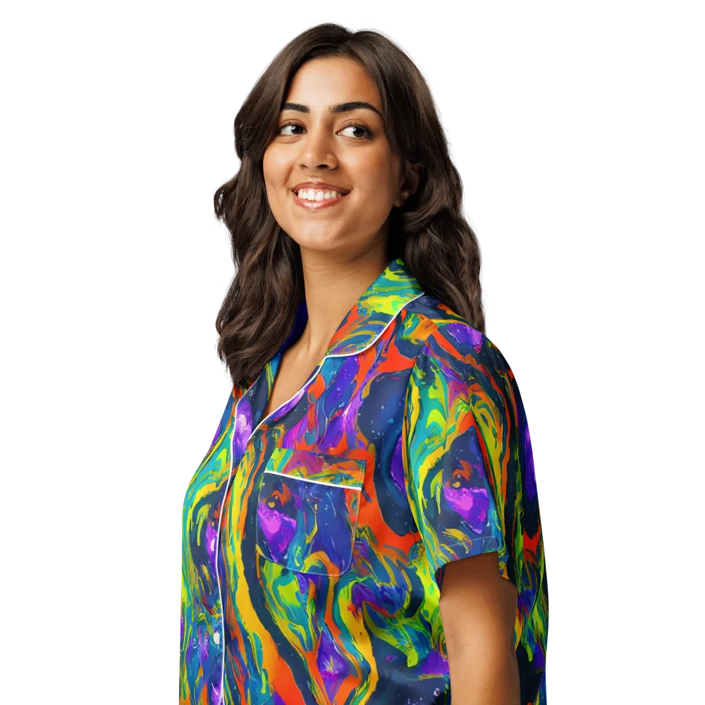 Infinite Color on Women's Short Sleeve Pajama Top — Left Front