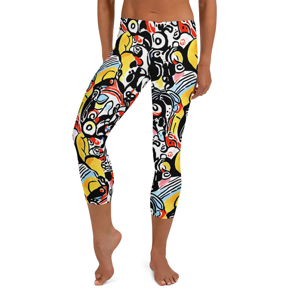 Electric Doodle on Capri Leggings — Front