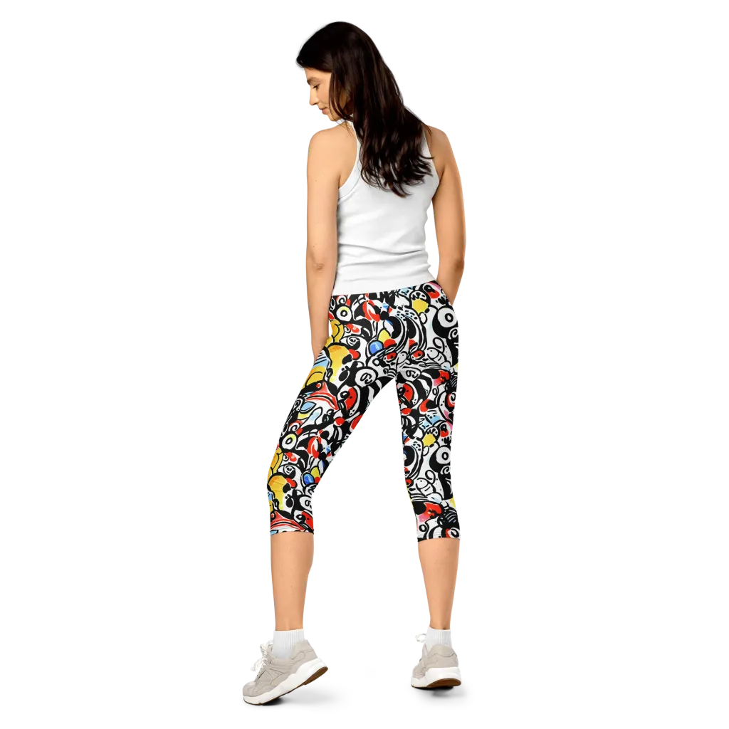 Electric Doodle on Capri Leggings — Back