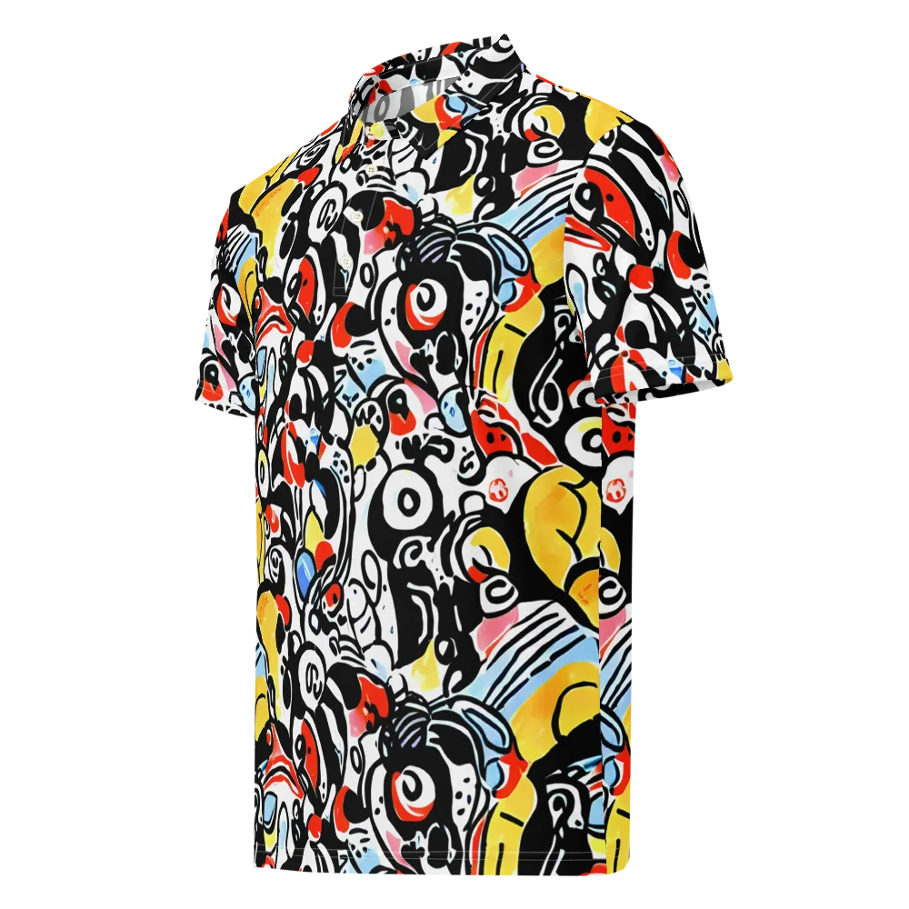 Electric Doodle on Men's Slim Fit Polo Shirt — Left Front