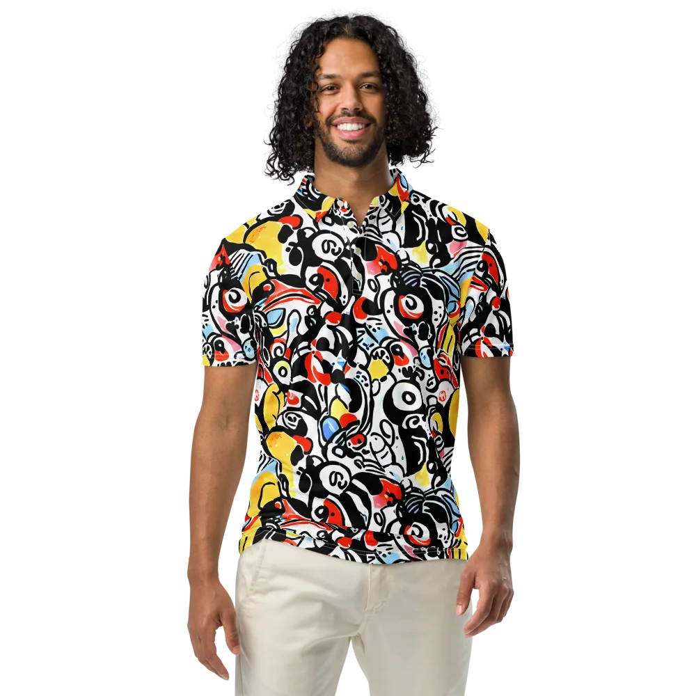 Electric Doodle on Men's Slim Fit Polo Shirt — Front