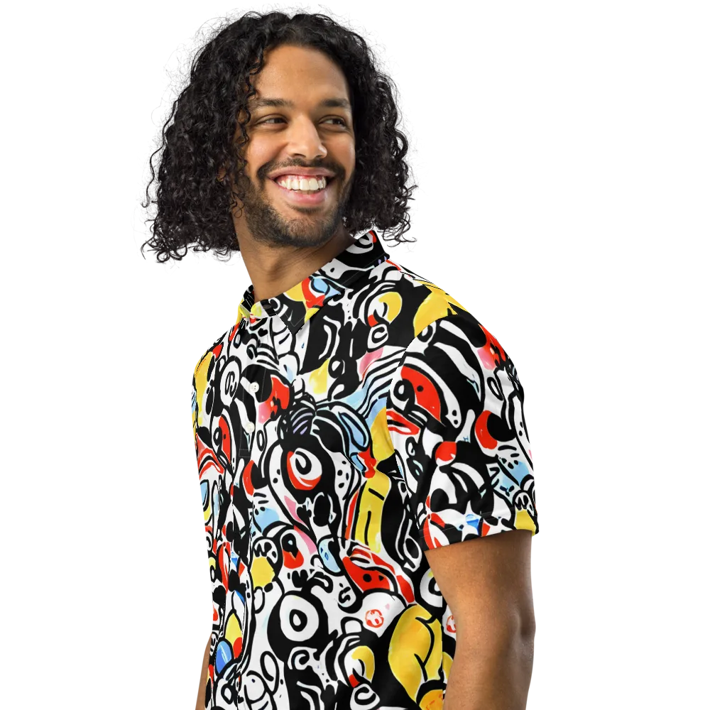 Electric Doodle on Men's Slim Fit Polo Shirt — Left Front