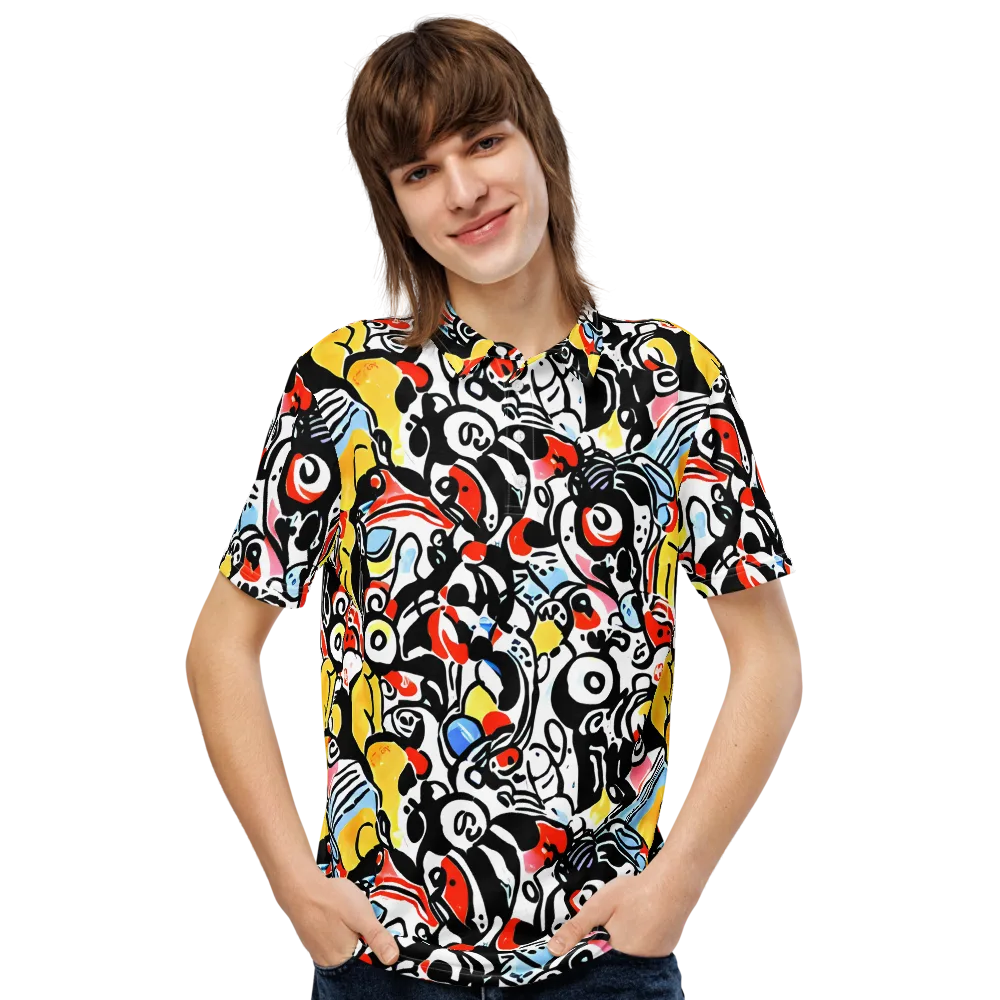 Electric Doodle on Men's Slim Fit Polo Shirt — Front