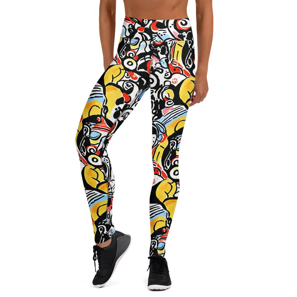 Electric Doodle on Yoga Leggings — Front