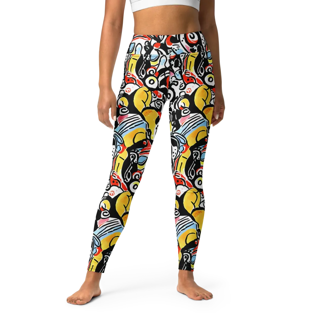 Electric Doodle on Yoga Leggings — Front