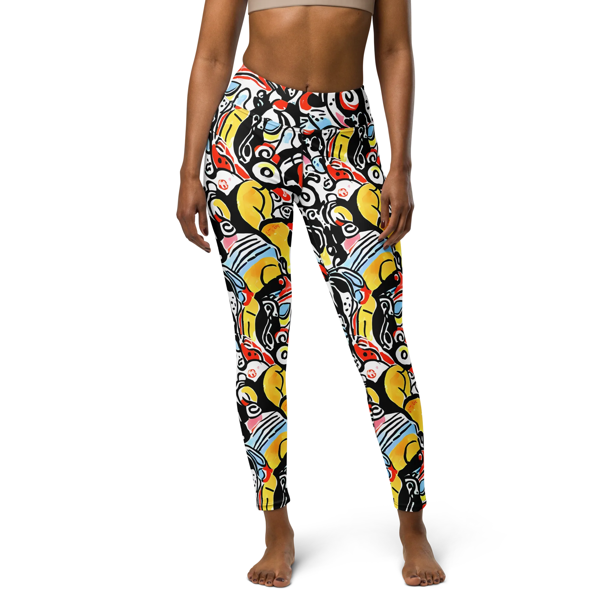 Electric Doodle on Yoga Leggings — Front