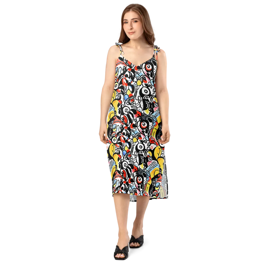 Electric Doodle on Slip Dress — Front