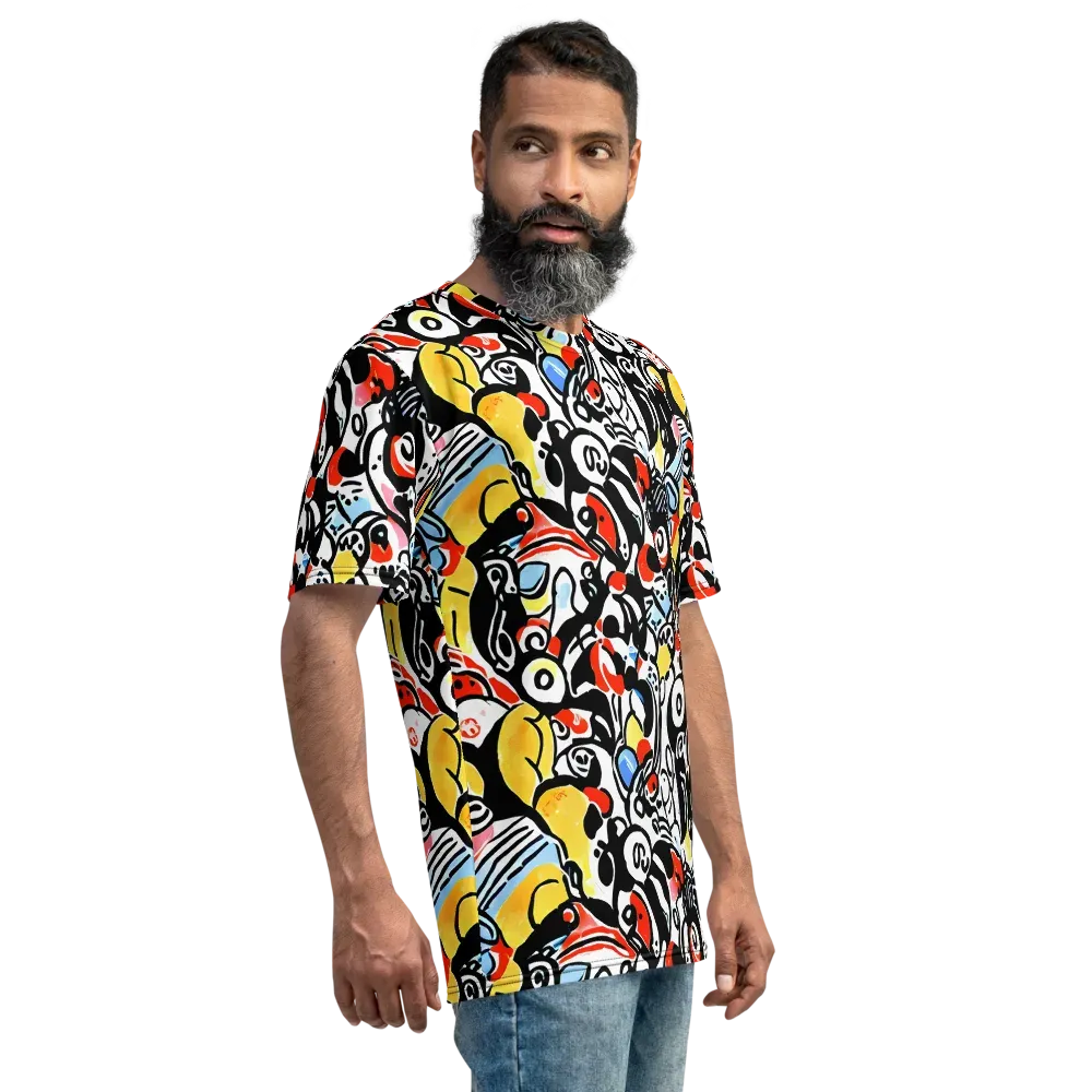 Electric Doodle on Men's Crew Neck T-Shirt — Right