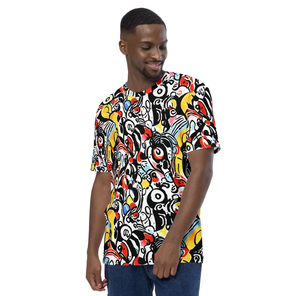 Electric Doodle on Men's Crew Neck T-Shirt — Left