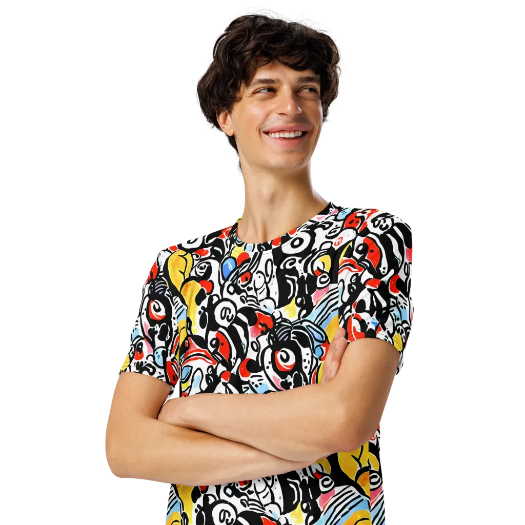 Electric Doodle on Men's Crew Neck T-Shirt — Left Front