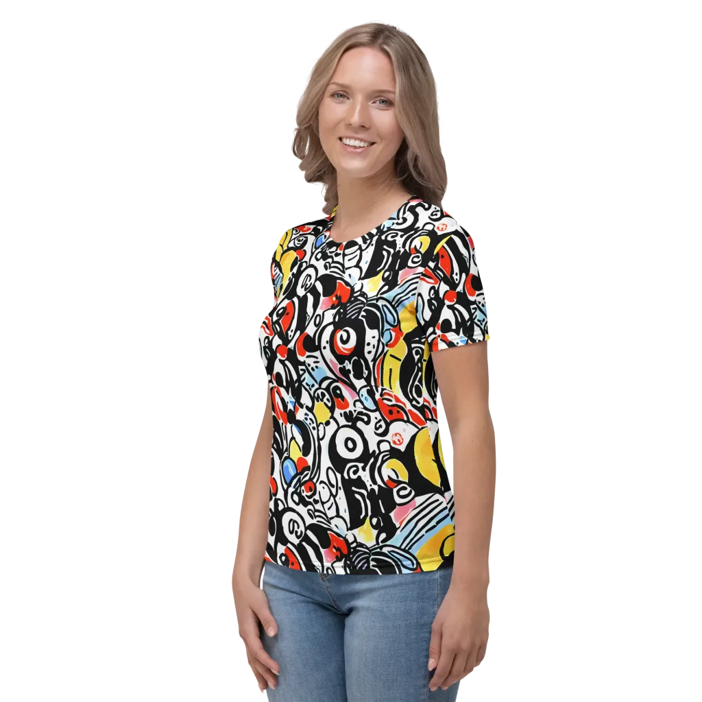Electric Doodle on Women's Crew Neck T-Shirt — Left