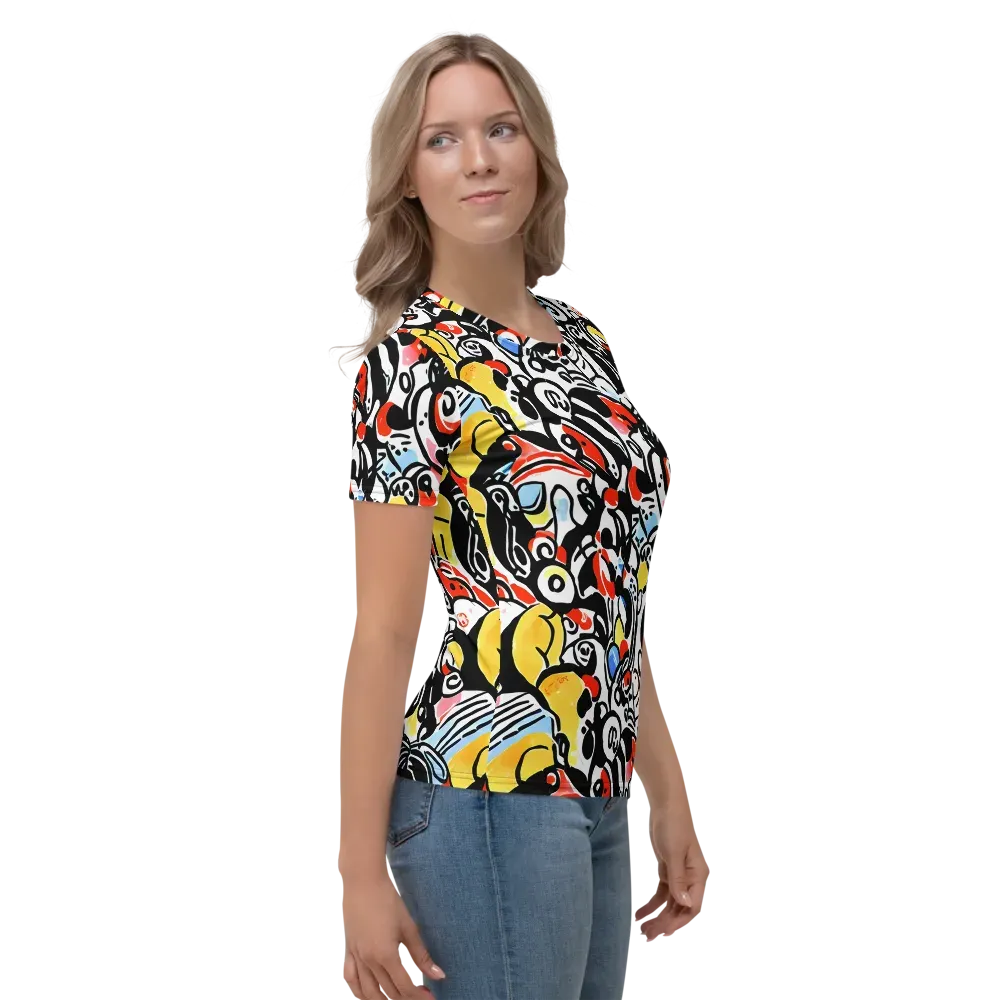 Electric Doodle on Women's Crew Neck T-Shirt — Right