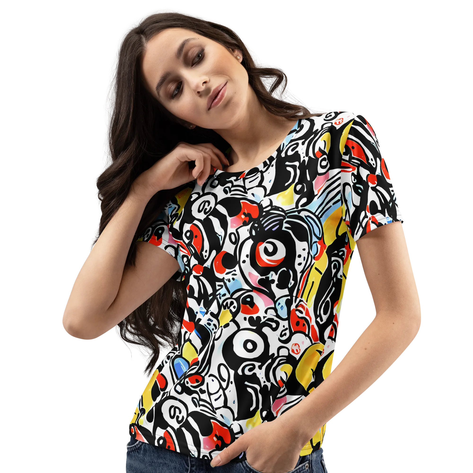 Electric Doodle on Women's Crew Neck T-Shirt — Left Front
