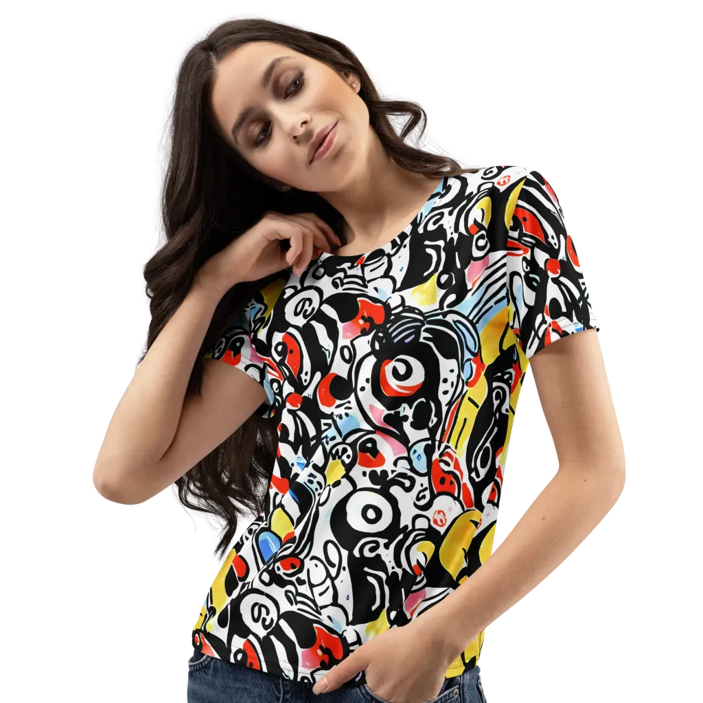 Electric Doodle on Women's Crew Neck T-Shirt — Left Front