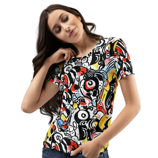 Electric Doodle on a Women's Crew Neck T-Shirt