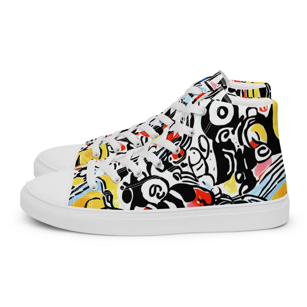 Electric Doodle on Women's High Top Canvas Shoes — Left