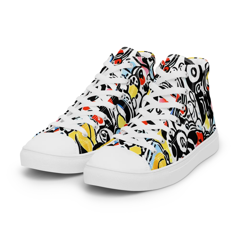 Electric Doodle on Women's High Top Canvas Shoes — Left Front