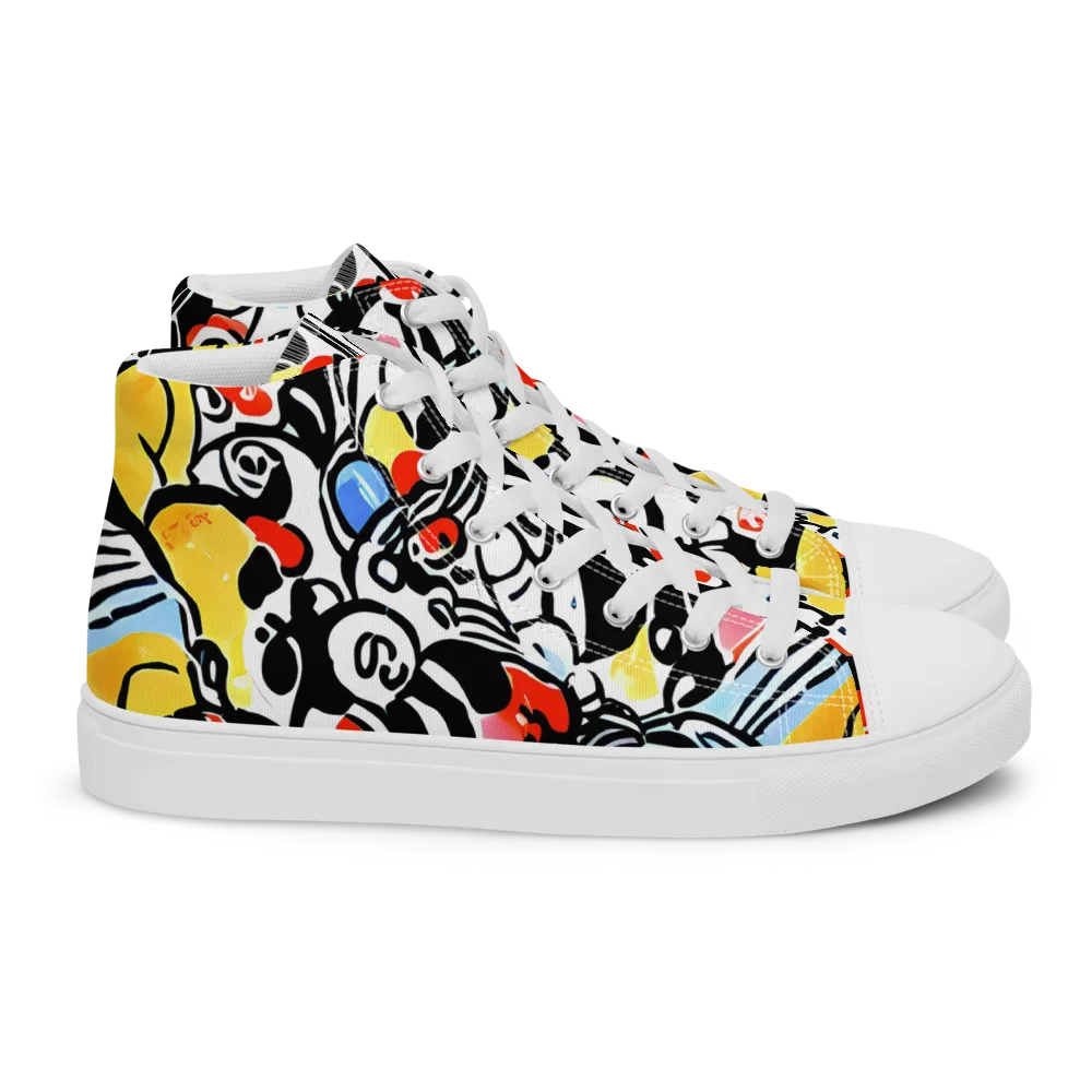 Electric Doodle on Women's High Top Canvas Shoes — Right