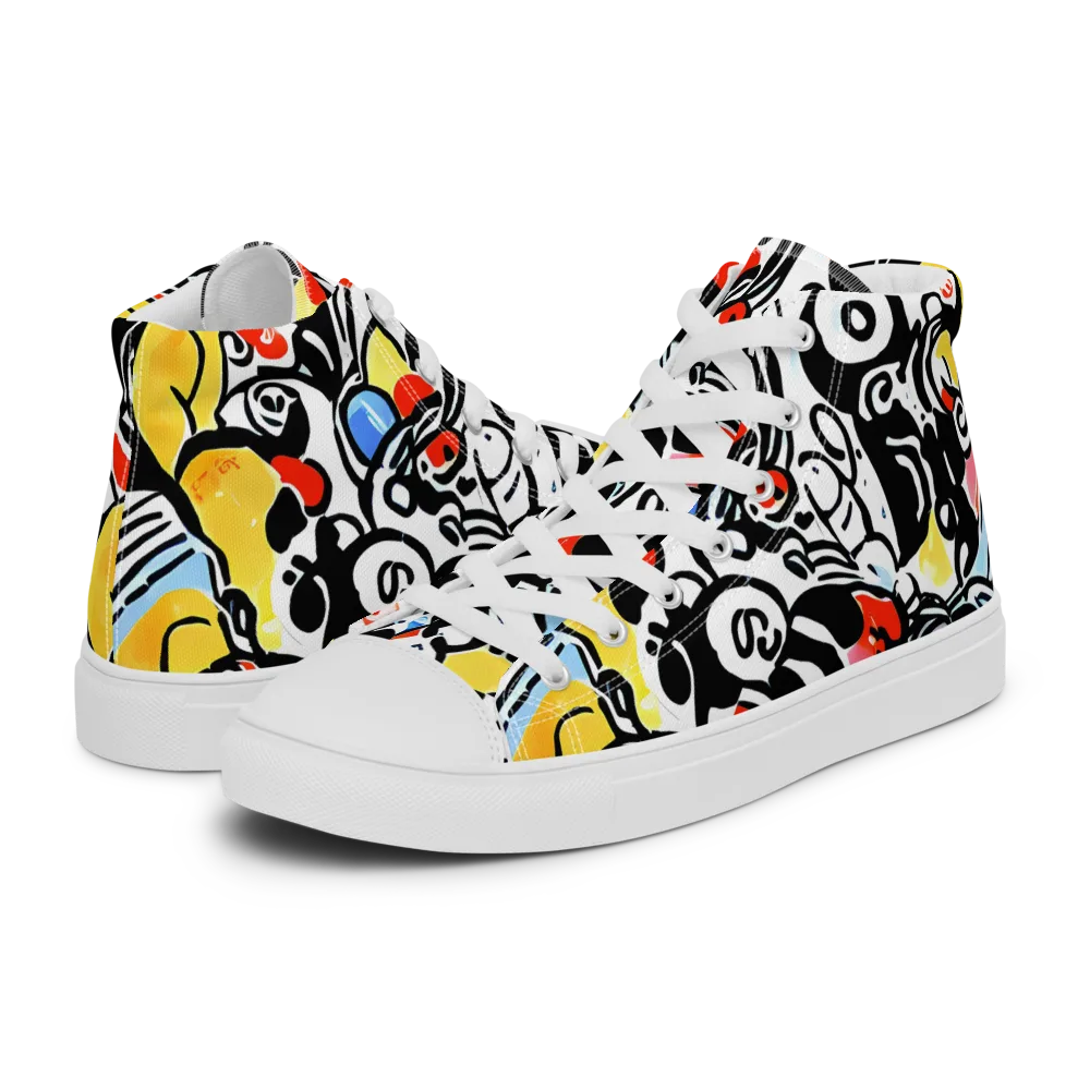 Electric Doodle on Women's High Top Canvas Shoes — Left