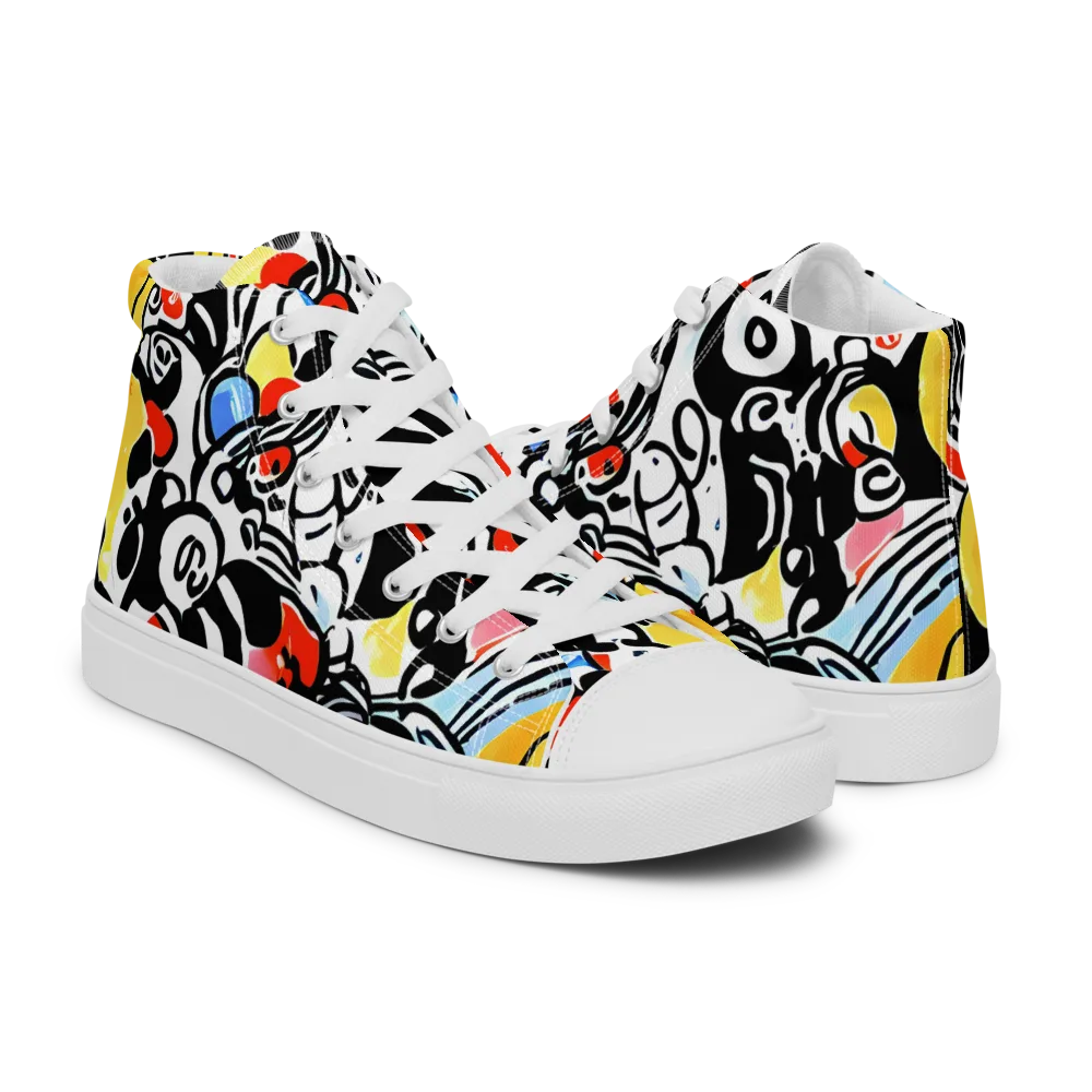 Electric Doodle on Women's High Top Canvas Shoes — Right