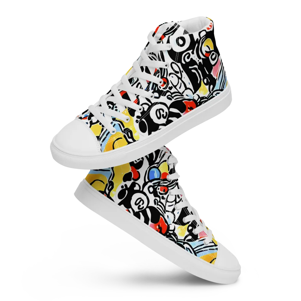 Electric Doodle on Women's High Top Canvas Shoes — Front
