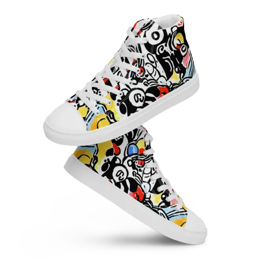 Electric Doodle on a Women's High Top Canvas Shoes