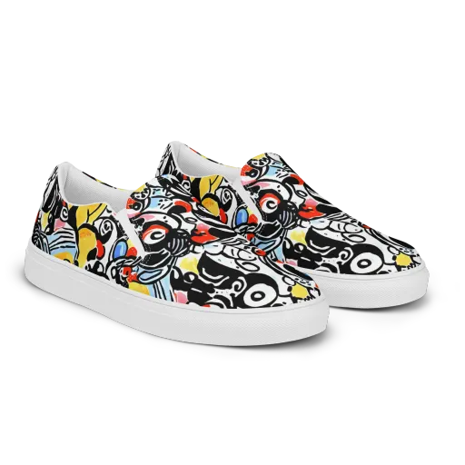 Electric Doodle on a Men's Slip-On Canvas Shoes